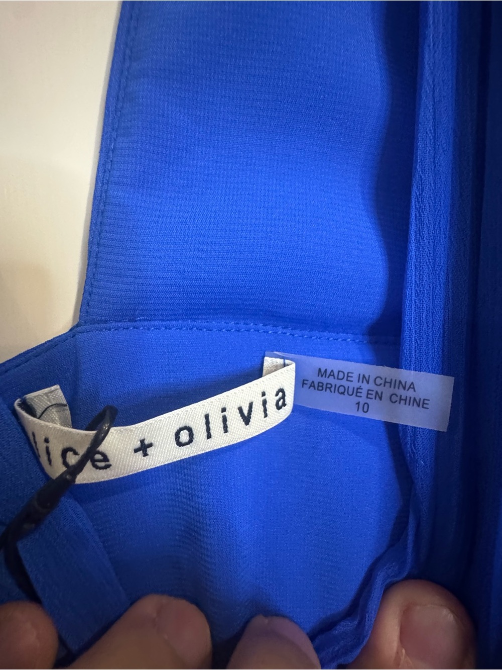 Alice + Olivia Cobalt Blue High-Low Ruffle V-Neck Dress - Picture 5 of 11